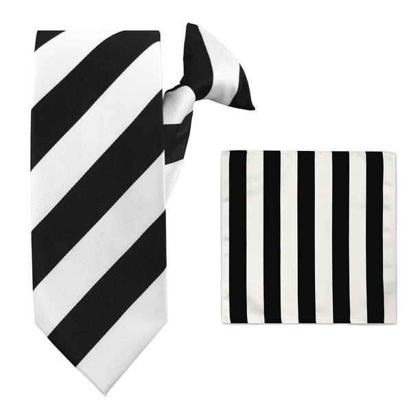 NEW Black and White College Stripe Neck Tie Striped NEW Black and White College Stripe Neck Tie Striped